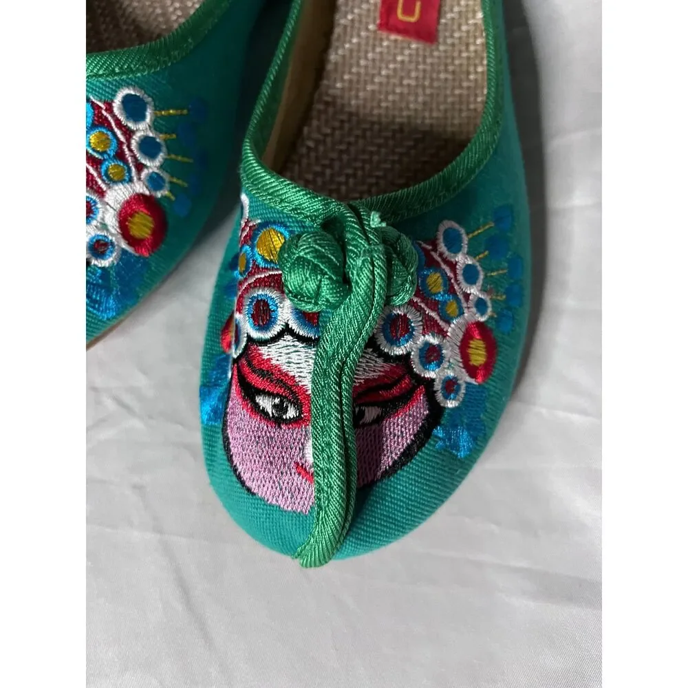 CINAK Women's Embroidered Flats Slippers Backless Slip-on Loafers Size 43 / 10 - Picture 4 of 8